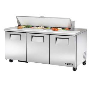 Used True TSSU-72 3 Door Stainless Prep Table Cooler